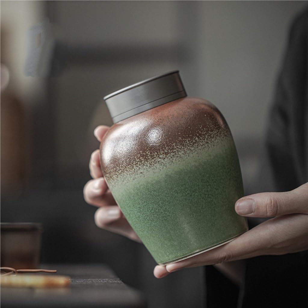SONGCHAO Sugar Jar Kiln Glaze Retro Tea Storage Jar Sealed Jar Kung Fu Tea Set Chinese Retro Ceramic Tea Jar Tea Warehouse Storage Jar Tea Canister