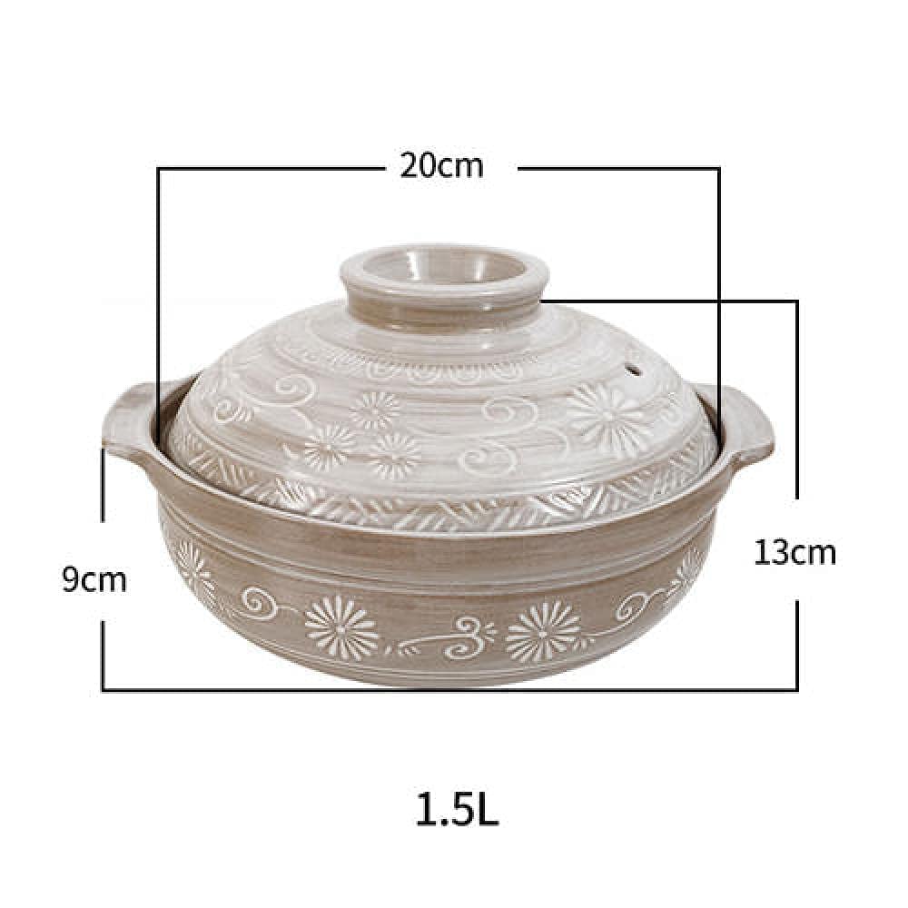 Pentola in ceramica Casseruola in terracotta Casseruola in ceramica Pentola in argilla Pentola in argilla Stile giapponese, resistente alle alte temperature, terracotta smaltata.-1,5 l (1,5 l)