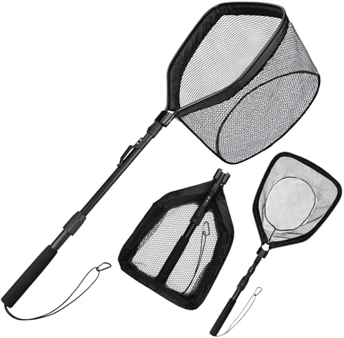 Neween Fishing Net, Foldable Collapsible Telescopic Fish Landing Net, Durable Nylon Material Mesh Landing Net for Easy Catching or Releasing for Trout