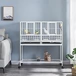 Panana Large Budgie Cage Metal Bird Cage with Stand Rolling Parrot Cage for Cockatiels African Grey Conures Parakeets Lovebird Finch Canary Bird Flight Cage for Small Pet Animals 105CM Height (White)