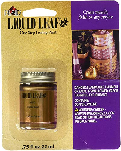 Plaid PLAID-6110.8oz Glaze, Classic Gold 6110 :Craft Liquid One Step Leafing Paint, 0.75 Fl Oz (Pack of 1)