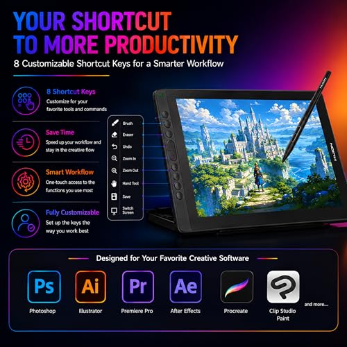 Image of HUION Kamvas RDS 160 Drawing Tablet with Screen | 15.6 Inch FHD IPS Display | Battery-Free Pen PW517 | 8192 Pressure Levels | Full Lamination | USB-C | 145% sRGB | Tilt Support | (Black)