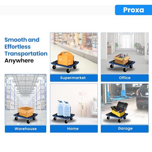 Image of Proxa Heavy Duty Wooden Moving Dolly 200 kg Capacity | Compact Transport Platform Dolly for Furniture, Appliances, Warehouse and Home Use (46 x 31 cm)