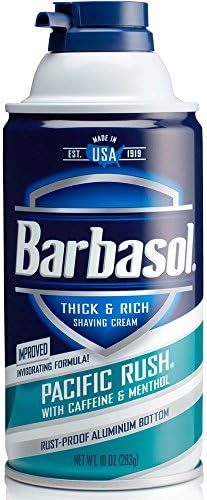 Barbasol Pacific Rush with Caffeine and Menthol Thick & Rich Shaving Cream 10 oz (Pack of 4)