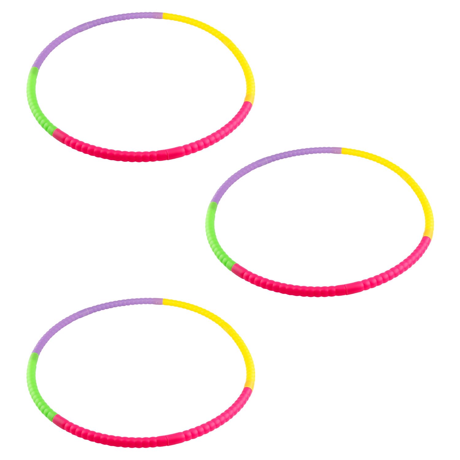 Wellrun 3PCS Detachable Hula Hoops for Teens and Adults,55cm 7-Section Adjustable Multi-Color Fitness Hoops for Outdoor Play,Exercise,Dance,Home or School Sports Activities