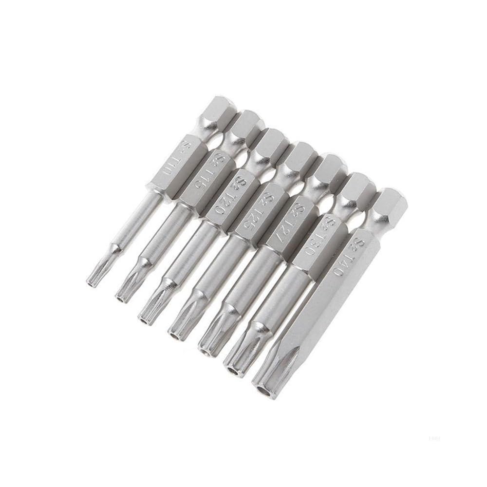 Ruxyoie 7Pcs Five Point Magnetic Star Bit Set Alloy Steel 1/4'' Hex Shank