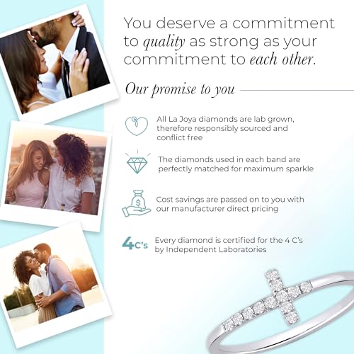 La Joya 10k Yellow Gold Diamond Band Ring for Women | 0.02ct Lab Grown Diamond, Cross, VS/SI, GH, 0.1ct, Round4