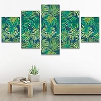 SIGNWIN 5 Panel Canvas Wall Art Modern Art Decorative Elements Fun Illustrations Leaves Multicolor Patterns for Home Decorations Ready to Hang - 60