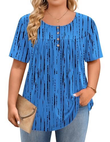 Image of IN'VOLAND Plus Size Tops for Women Short Sleeve Shirts Dressy Casual Tunics