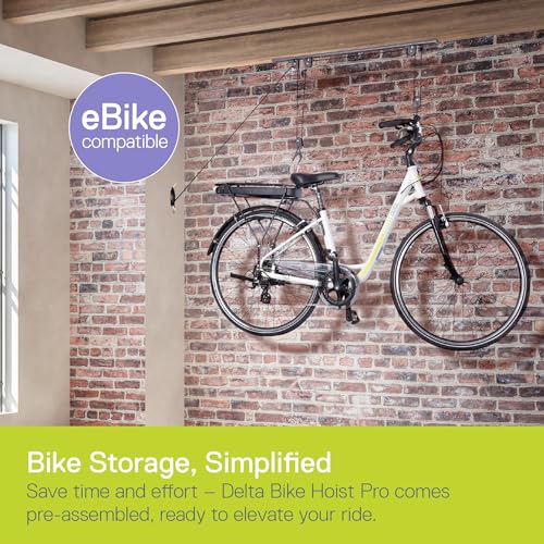 Bike Hoist Pro Ceiling Bike Rack by Delta Cycle (2-Pack) - Pre-Assembled Bike Hangers for Garage Holds Up to 100 lbs - Auto-Locking - Fully Adjustable for Any Bicycle, Kayak Hoist, Or Canoe Hoist by Delta - Image 2