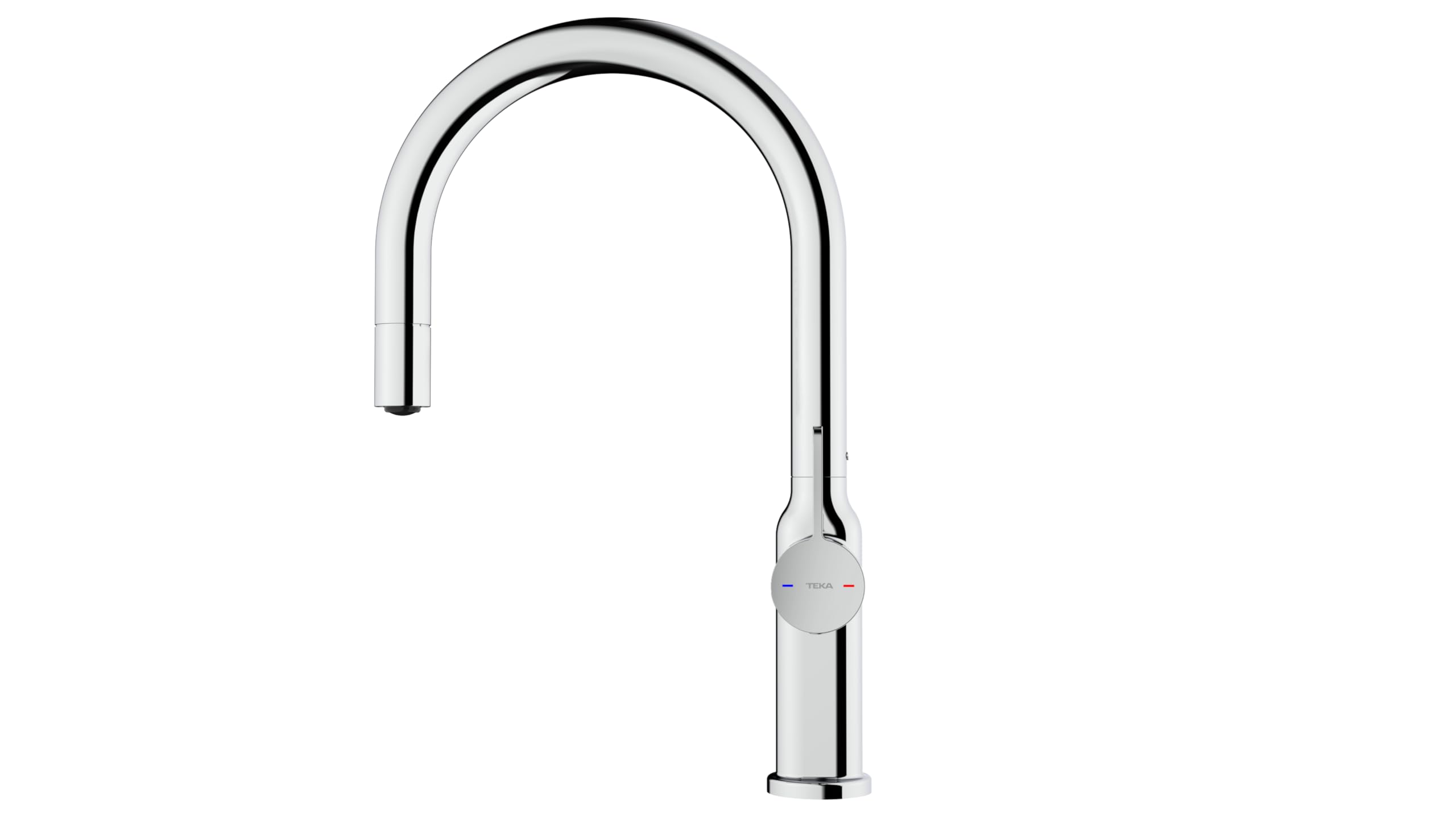 TEKA Grifo Cocina Monomando, Caño Alto Giratorio 360, Maneral Extraíble, Aireador Antical, Manguera Flexible, Acabado Cromado, Modelo OVAL 9381