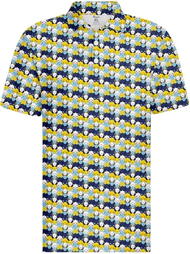 Image of PAGYMO Funny Golf Shirts for Men Crazy Printed Pattern Novelty Moisture Wicking Performance Mens Polo Shirt
