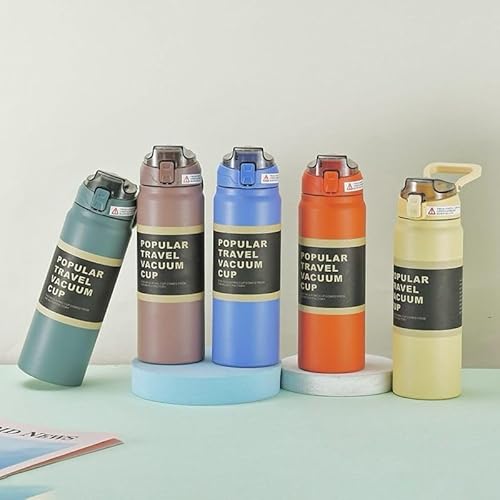 Garrafa Térmica Grande em Aço Inox com Canudo, Alça e Trava Parede Dupla 900ML (Rosa)