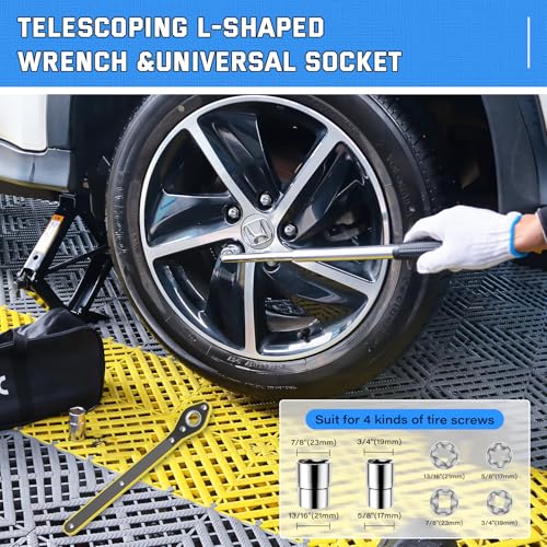 Image of IMAYCC Universal Scissor Jack for Car, SUV, MPV - 2.5 Ton /5512 lbs, Portable Car Tire Change Kit with Lug Wrench, Emergency Tire Jack