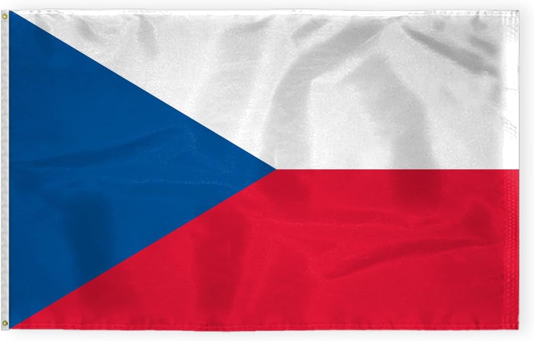 AGAS Czech Republic Czech Country Flag 2x3 ft Nylon Fabric Double Stitched Canvas Header Brass Grommets Fade Resistant & Vivid Colors Tough Czechoslovak Flag Banner