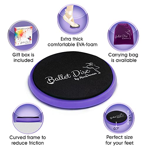 Ballet Turning Disc for Dancers, Gymnastics and Ice Skaters. Portable Turn Board for Dancing on Releve. Make Your Turns, Pirouette and Balance Better (Purple no Bag)