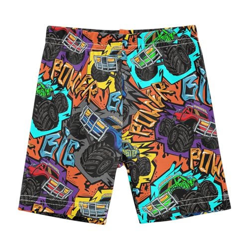 JHKKU Girls Monster Truck Shorts Cotton Cartwheel Bike Kids Biker Under Dress Dance Short Girl Clothes 10Y