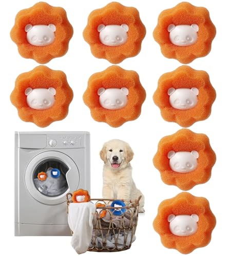 DaSpeed Tierhaarentferner Waschmaschine, 8 Pieces Wiederverwendbar Fusselentferner (Orange)