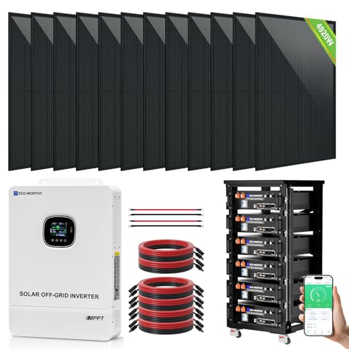 ECO-WORTHY 10KW Output Home Off-Grid Solar Power System: 30.72kwh Server Cabinet with Communication Lithium Battery, Large Capacity, More Freedom.4920W Monocrystalline Photovoltaic Solar Pan