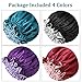 Satin Bonnet for Natural Hair, Adjustable Silk Bonnet for Curly Hair Bonnets for Black Women Satin Cap for Sleeping (Wine-Purple-Teal-Black-Drawstring)