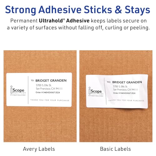 Image of Avery Waterproof Printable Shipping Labels with Sure Feed, 2 inch x 4 inch, White, 100 Blank Mailing Labels (15513)