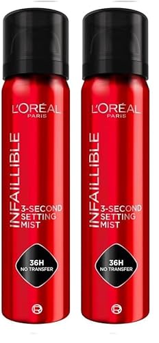 L'Oréal Paris - Spray Fixateur de Maquillage - Waterproof - Sans Transfert - Formule Légère - Non Collant - Résistant à l'Eau - Tenue Jusqu'à 36h - Infaillible - 80 ml (Lot de 2)
