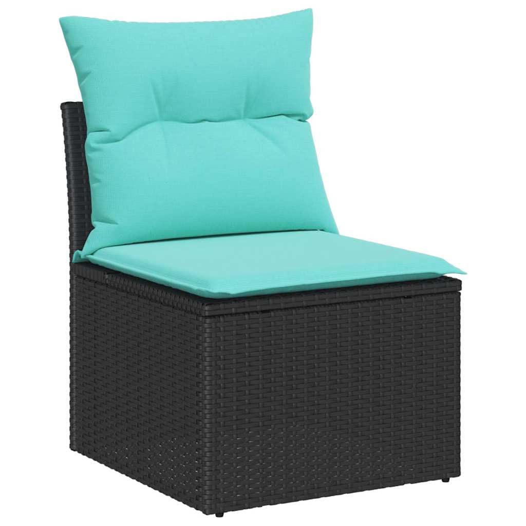 Hothingwell Sofa ogrodowa modułowa 6-osobowa czarna polirattanowa | Rama ze stali proszkowej, wbudowane przechowywanie, regulowane moduły, temperatury