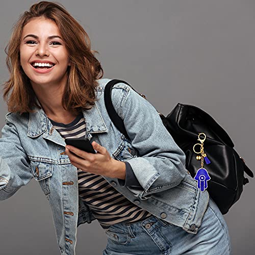 2 Pcs Evil Eye Keychains Hand-Shaped Accessories Cute Key Holder Bling Key Rings Faux Crystal Car Keychain Handbag Pendant Hamsa Keychain Women Amulet Artificial Crystal Keychains For Decoration #TOP4