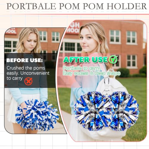 Pom Pom Holder Adjustable Cheer Bow Holder Backpack Strap for Cheerleaders, Bag Tag Cheerleading Accessories Essentials Tag Strap for Sports Cheer Team Teen Dance (Pom Poms Not Included) (White) - Image 3