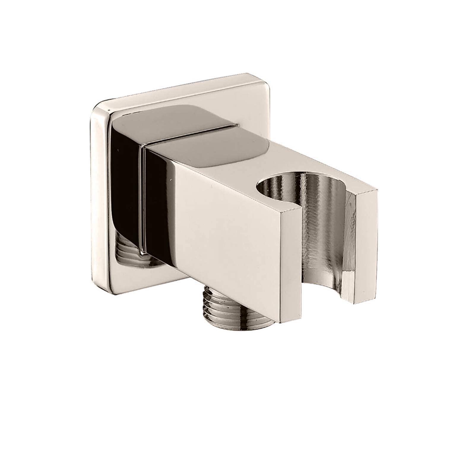 AKAZI G1 / 2-Schnittstelle, Schwarz, Duschkopfhalter, Messing-Handbrausehalterung, Wandmontage, Duschhalterung, quadratischer Duschhalter (Nickel gebürstet)