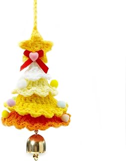 クリスマス 飾り グッズ ツリー ミニ ふわふわ毛糸 ハンドメイド 鈴付き 玄関ドア用 かわいい毛糸 インテリアデコレーション プレゼントに最適 クリスマスプレゼント (オレンジ)