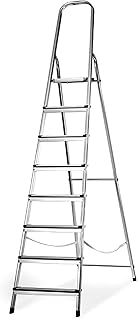 Amig - Escalier Pliant avec 8 marches - Fabriqué en Aluminium - Mesure des Petites marches : 28 cm x 8 cm - Mesure de la Grande Marche : 25 cm x 25 cm x 28 cm - Usage Domestique - 150 kg