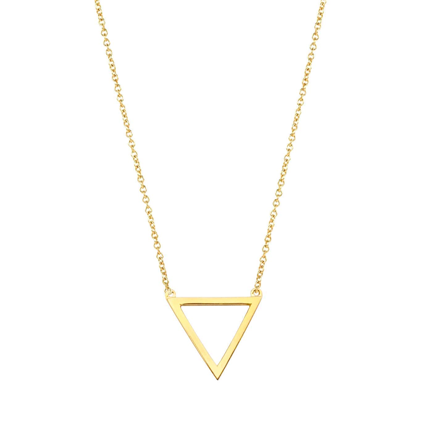 14K triangle pendant necklace /14K gold 