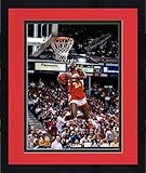 Framed Dominique Wilkins Atlanta Hawks Autographed 16' x 20' 1988 Dunk Contest Two Hand Reverse Dunk Photograph - Autographed NBA Photos