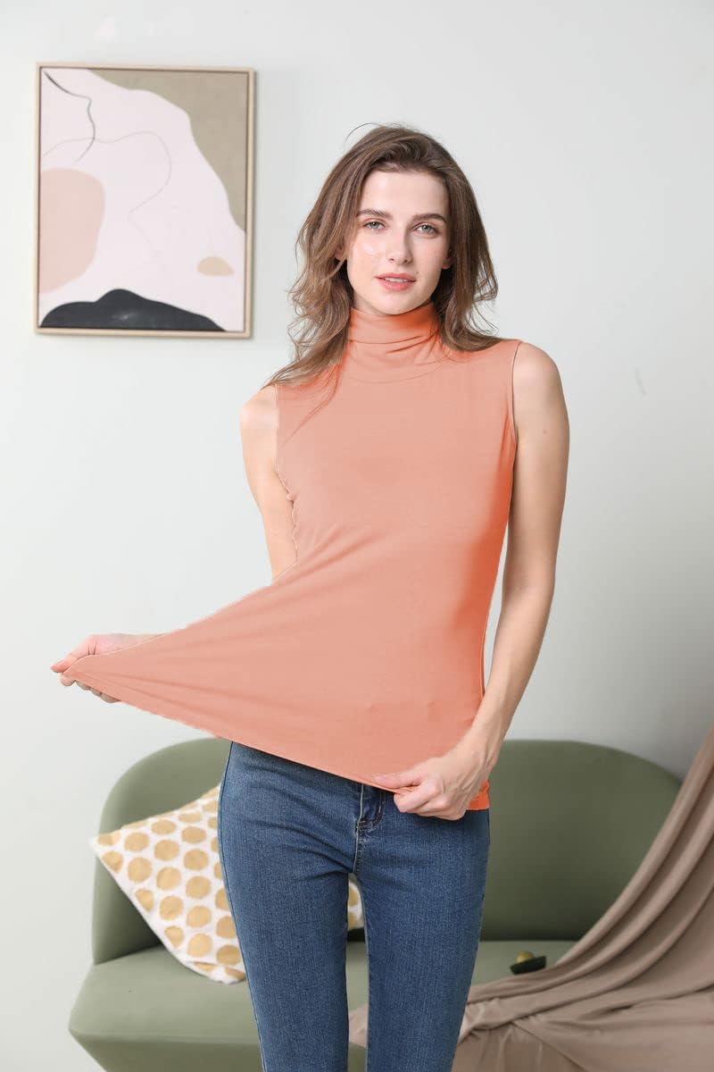 Sunfaynis Women's Soft Cotton Mock Turtleneck Shirt Baselayer Tops Underwear Shirt
