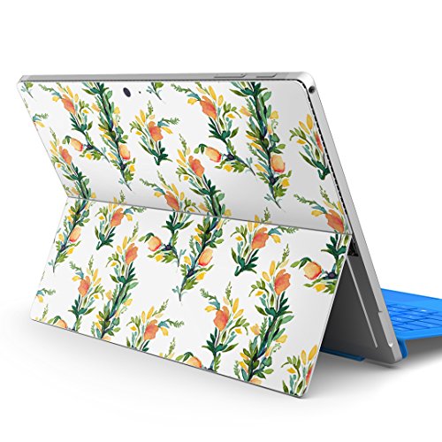igsticker Surface pro7 (2019) pro6 pro2017 pro4 専用 スキンシール サーフェス ノートブック ノートパソコン カバー ケース フィルム ステッカー アクセサリー 保護 012152 花 花柄 白