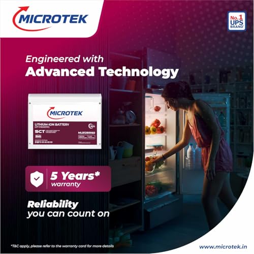 Image of Microtek Combo - Luxe WiFi 1400 12V Pure Sinewave Inverter 1100VA /825W + 100Ah LiFePO4 Deep Cycle Battery (12.8V) | WiFi App Monitoring | Fast Charge | BMS Protected |Long Life Inverter Battery