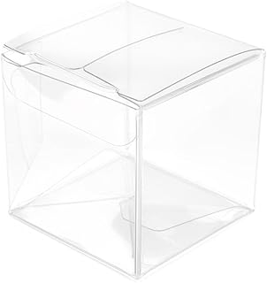 2x2x2 Clear Gift Boxes | Clear Plastic Boxes for Holiday Christmas Weddings Parties | Square Cube Party Favor Boxes for Ornaments Gifts Candy Cookies Cupcakes Packaging With Lids | ClearBags Food Safe PLB104 | 25 Boxes
