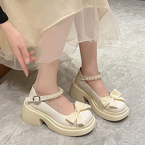 Image of Women's Platform Mary Janes Heart Cat Buckle Rivets Ankle Lolita Gothic Princess Platform Pumps Patent Leather Thorn Vintage Traditional Embroidery Upper Dress Shoes