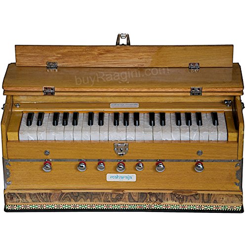 Harmonium, Maharaja Musicals, In USA, 3 1/4 Octave, Double Reed, Coupler, Natural Color, 7 Stops, Standard, Padded Bag, Tuned to A440, Musical Instrument Indian (PDI-126)