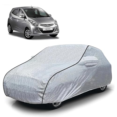 Image of Sulfar 100% Waterproof Car Body Cover Compatible with Mirror for Hyundai Eon (Triple Stitched, Full Bottom Elastic, Magic Silver with Black Piping)
