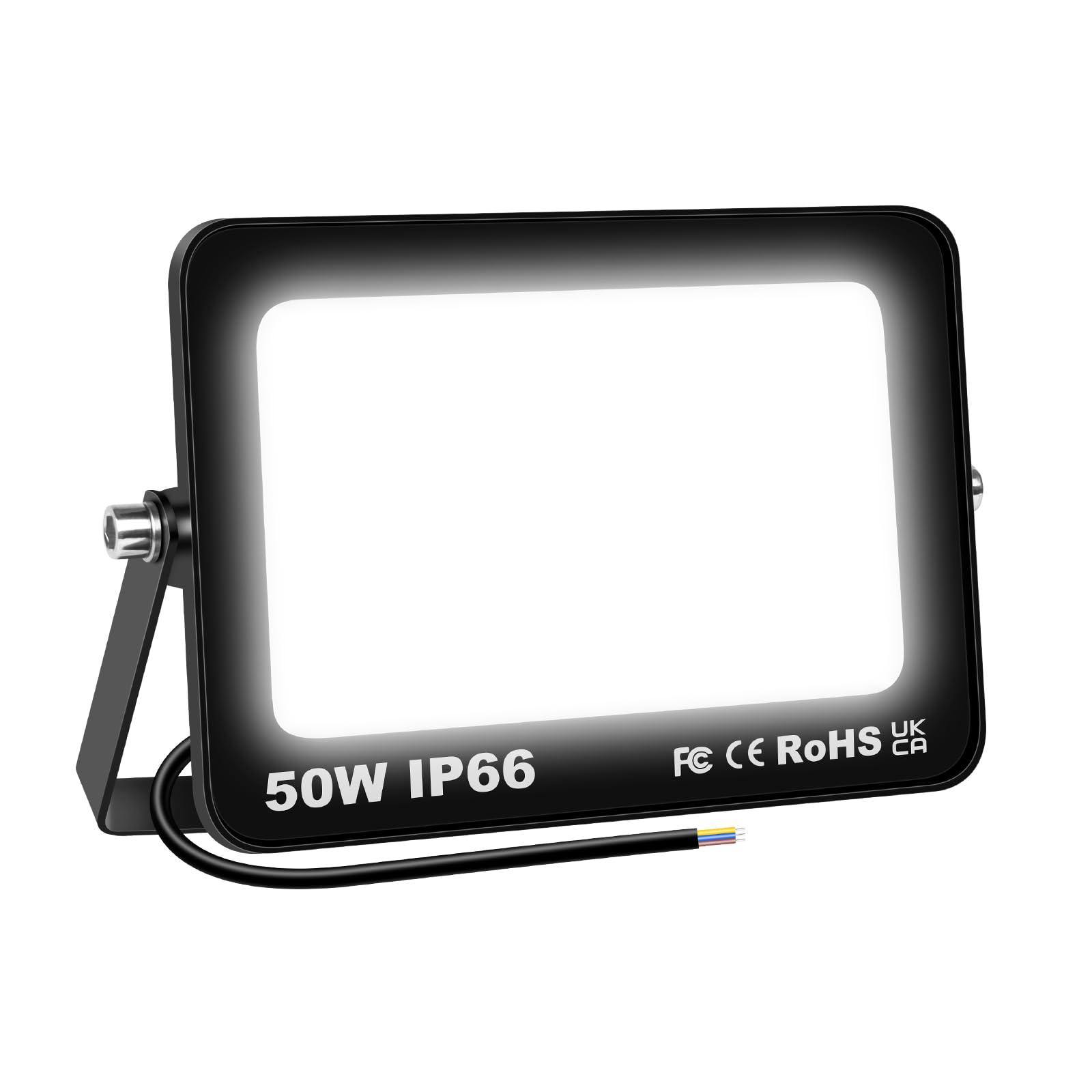 SKYWORLD Faretto LED da Esterno, 50W 5000LM Faretti Led 6000K Bianco Freddo Faro Led Esterno IP66 Lampada Luci di Sicurezza, Fari Led Interna ed Esterna per Giardino Cortile Garage Piazza Pareti
