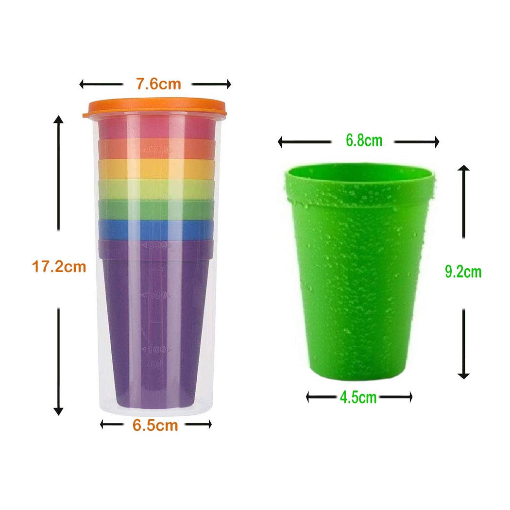 Image secondaire de DMZK 8Pcs Gobelets Arc en Ciel Tasses en Plastique pour Enfants, Tasses Portables pour Le Voyage