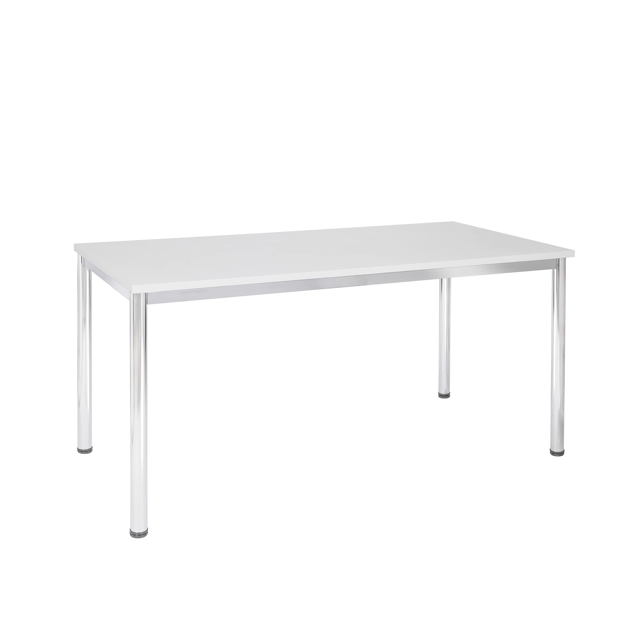 Schreibtisch u. Besprechungstisch mit verchromten Tischgestell | Konferenztisch Bürotisch Computertisch Mehrzwecktisch Arbeitstisch PC-Tisch Homeoffice-Tisch (Weiß, 200 x 80 x 77,5 cm)