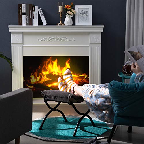 Foto von HollyHOME Fußhocker Klappbar Fußablage Fußstütze Faltbar Sitzhocker mit Metallbeinen Fusshocker mit Abnehmbar Gepolsterte Sitzfläche Samt, Dunkelgrau