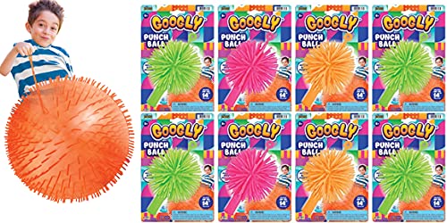 JA-RU Googly Punch Ball with Soft Rubber Spikes (8 Punch Balls) 14 inch Giant Inflatable Ball for Kids | Stress Relief Sensory Fidget Toy | Party Favors & School Treasure Box Prizes. 6703-8s