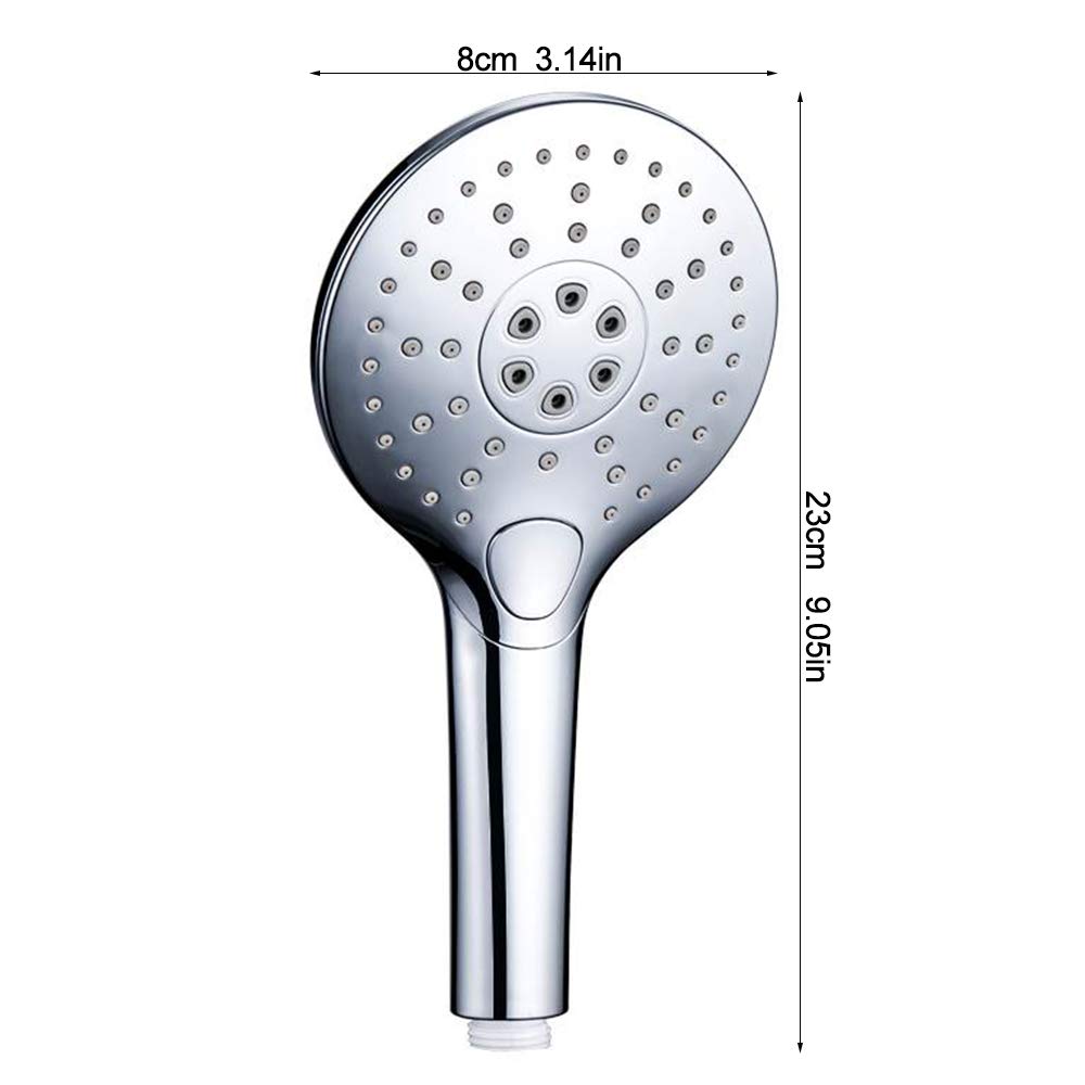Doccia palmare ad alta pressione, interruttore a un pulsante con comando a una mano 3 funzioni con staffa for tubo flessibile for bagno,cromata,M (Size : M)