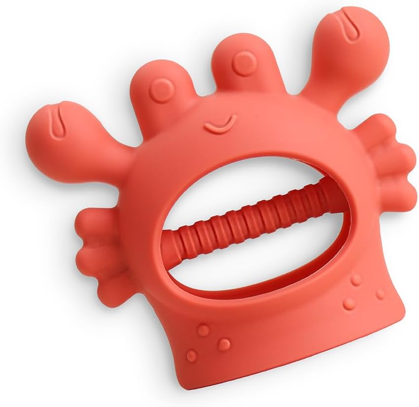 Itzy Ritzy Bitzy Grip Hand Teether - Silicone Teether for Babies - Developmental Teething Toy with Easy-to-Hold Hand Grip, Designed for Babies 3 Months & Up