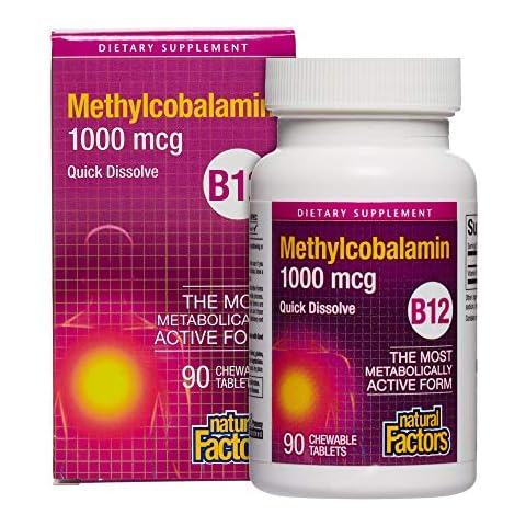 Natural Factors B12 Methylcobalamin, 1000Mcg, 90 Sublingual Tablets, 200 g Cover