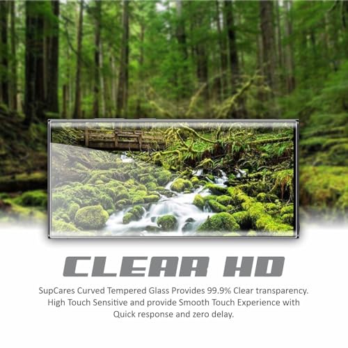 Image of SupCares Military-Grade Curved Full Glue Tempered Glass Screen Protector for Samsung Galaxy S23 Ultra (6.8 Inch) With Easy Self Installation Kit | Fingerprint Working | Edge to Edge Coverage | Black